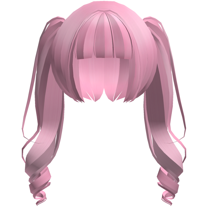 moe neat jirai curly ponytails w bangs hot pink