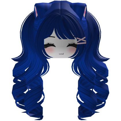Cute hair emo Y2K cat-ear braids (Blue)