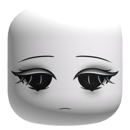 Cute Sad Chibi Demon Face With Black Eyes - White Roblox item