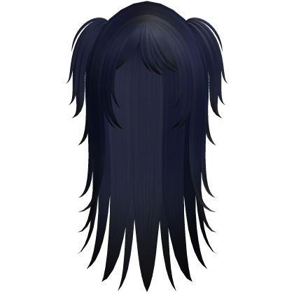 long emo wipsy hair with ponytails in blue Roblox item
