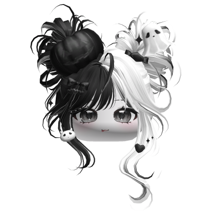 Halloween Pumpkin Buns w/ Bows (Black&White) Roblox item