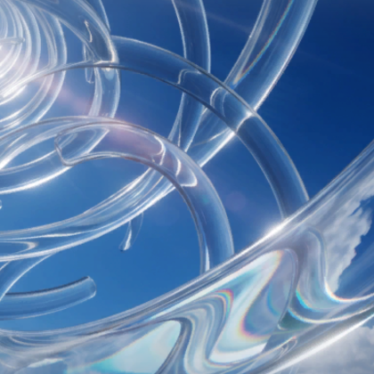 Y2K Clear Glass Spiral Blue Clouds Sky Aesthetic
