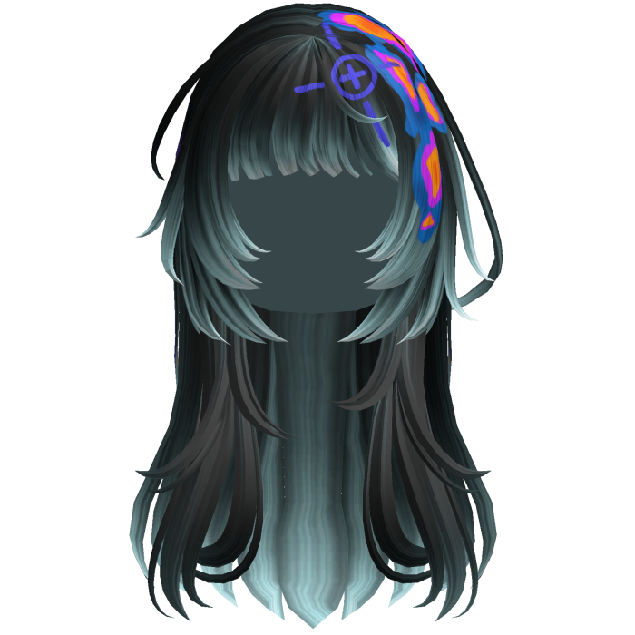 Black Blue Heatwave Crosshair Punk Flowy Girl Hair
