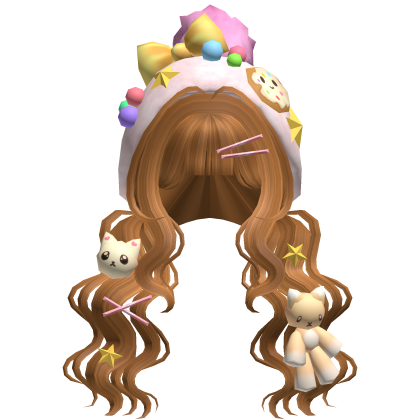 Kawaii Candy Kitty Curl Plushie Pigtails in Copper