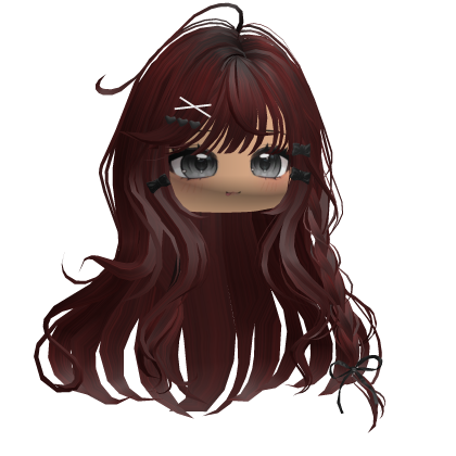 Shoujo Girl Braids w/ Bow Clips (Dark Red) Roblox item