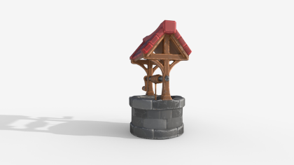 Stylized Wishing Well - Low Poly 3D Model preview 2