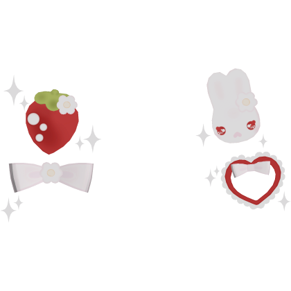 ♡ : sweetest pink strawberry hairclips Roblox item