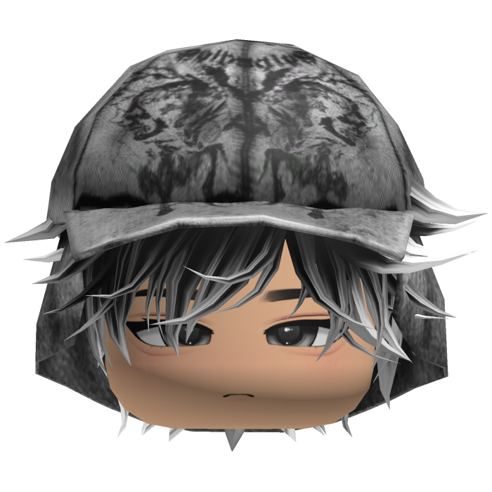 Emo Anime Spikey Boy Hair w/ White Hat Black White