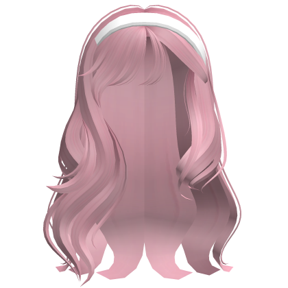 Cute Wispy Hair with Headband Rose Pink Roblox item