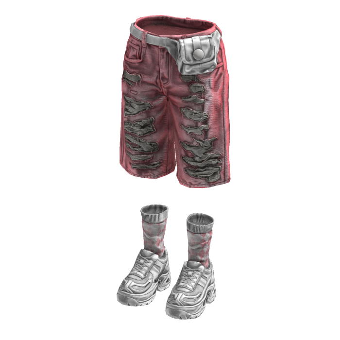 Denim Teared Stylish Jorts (Pink White)