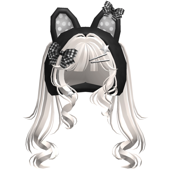 Cute Emo Curly Kitty Ear Pigtails w/ Hood Blonde