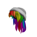 White Beanie with Rainbow Hair