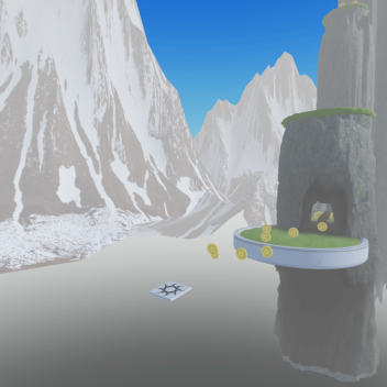 an obby, surrounded by mountains