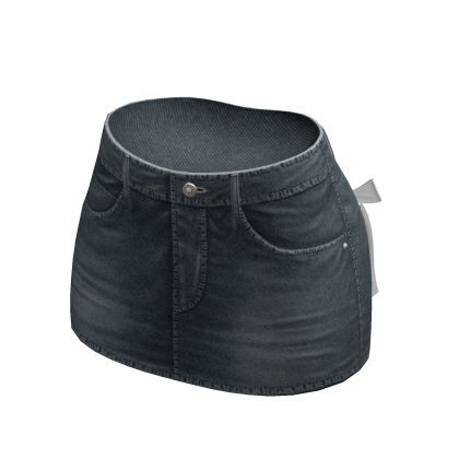 Denim Mini Skirt Blue Jean Y2K Chibi Chic Ribbons