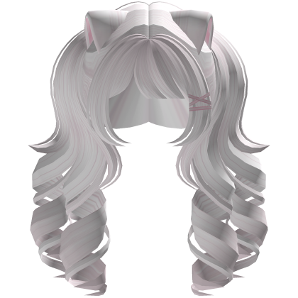 Cute hair emo Y2K cat-ear braids (White) Roblox item