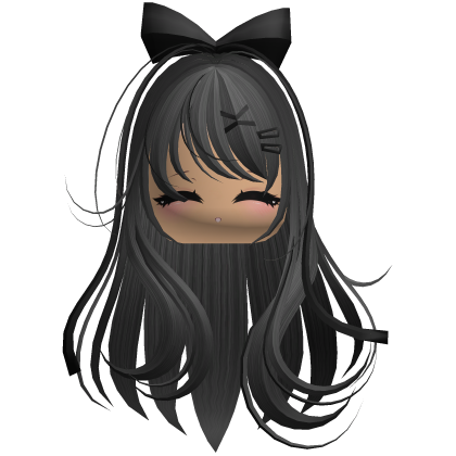 Beautiful Girl with Long Hair, Cute Bow & Lashes