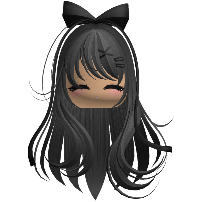 Beautiful Girl with Long Hair, Cute Bow & Lashes