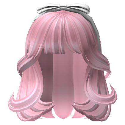 Pretty Wavy Hair w/ Ribbon Headband(Pink) Roblox item