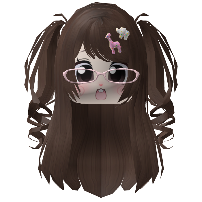 Cute Kawaii Brown Hair w/ Pink Glasses