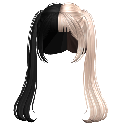 Long Anime TwinTails w/ Bnags (Black & Platinum) Roblox item