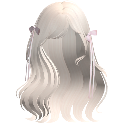 coquette wavy blonde hair w/ pink ribbons  Roblox item