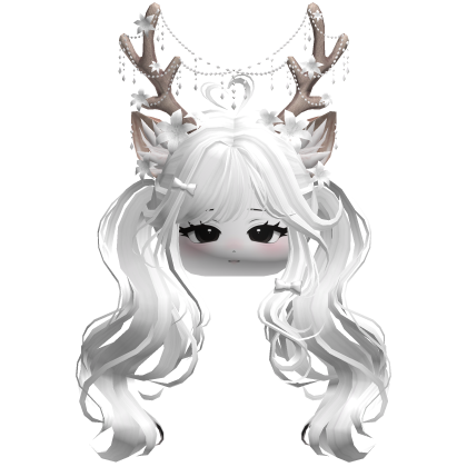 Ethereal Christmas Fairy Fawn Pigtails w/ Antlers