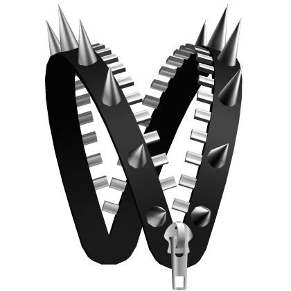 opened zipper spiked emo grunge black headband 