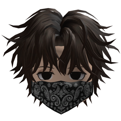 Messy Anime Hair w/ Bandana (Dark Brown)