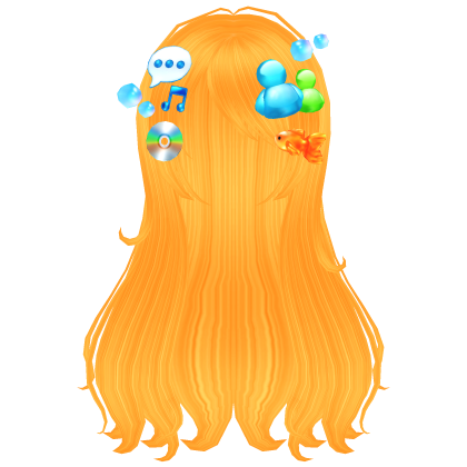 frutiger aero orange wispy long flowy hair (NEON)
