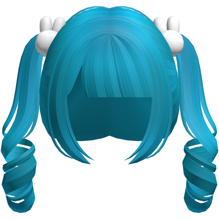 kawaii cutecore curly bunny cyan pigtails