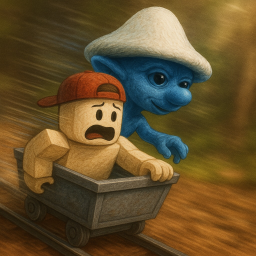 Cart Ride Into Blue Smurf Cat 🐱🍄