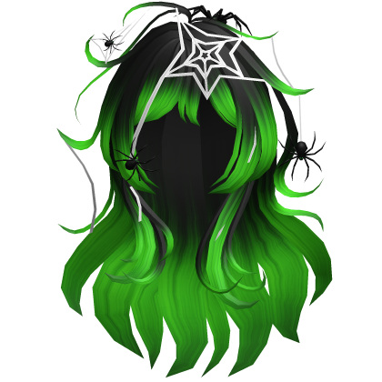 Green Messy Scene Spider Web Halloween Hair Roblox item