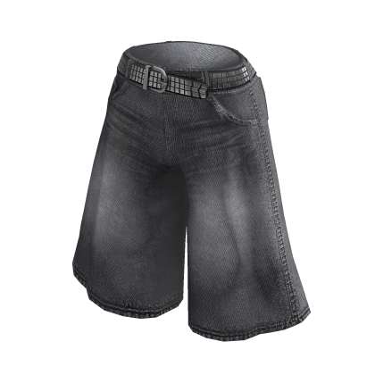Grey Y2K Jorts w Studded Belt thumbnail