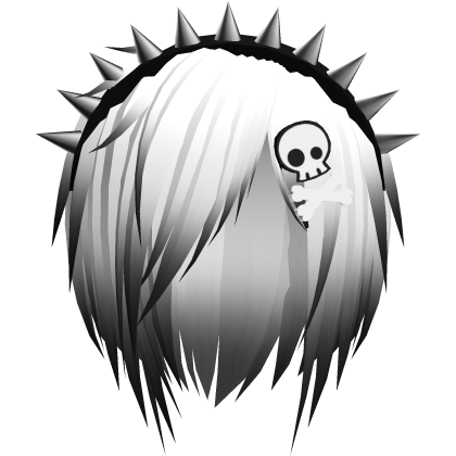 White&Black Fade Emo Vkei Hair w Spiked Headband Roblox item