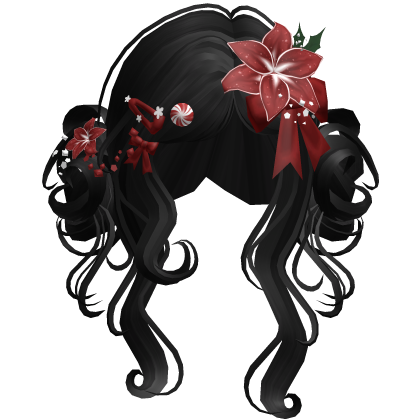 ♡ Christmas Flowery Twin Buns (Black)