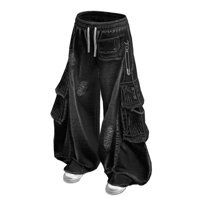 Black Denim Cargo Sweats