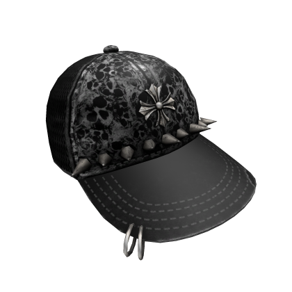Skulls Distressed Hat [Black and white] Roblox item