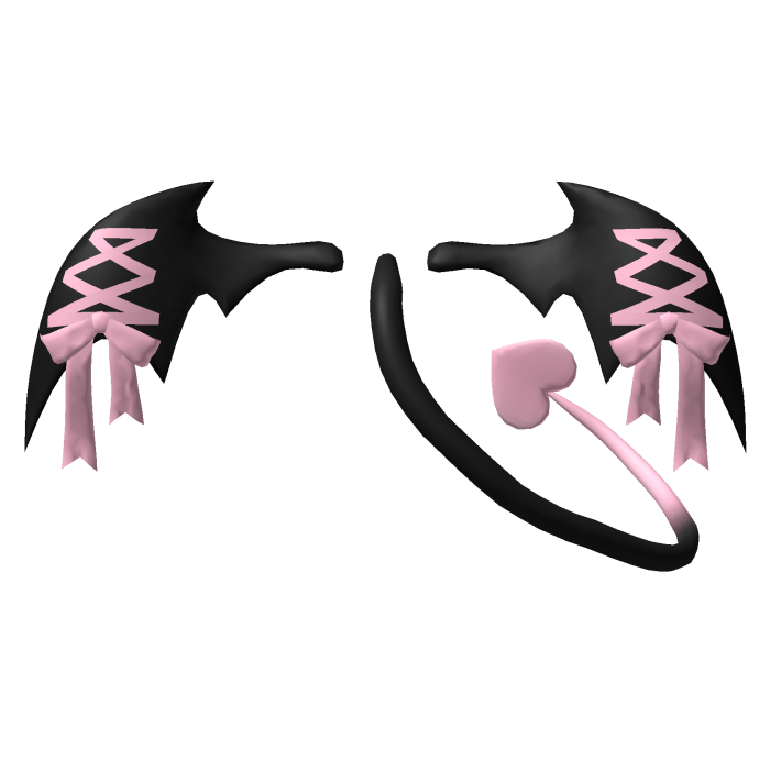 Bat Devil Imp Lace Tail - Black Pink Jirai Kei