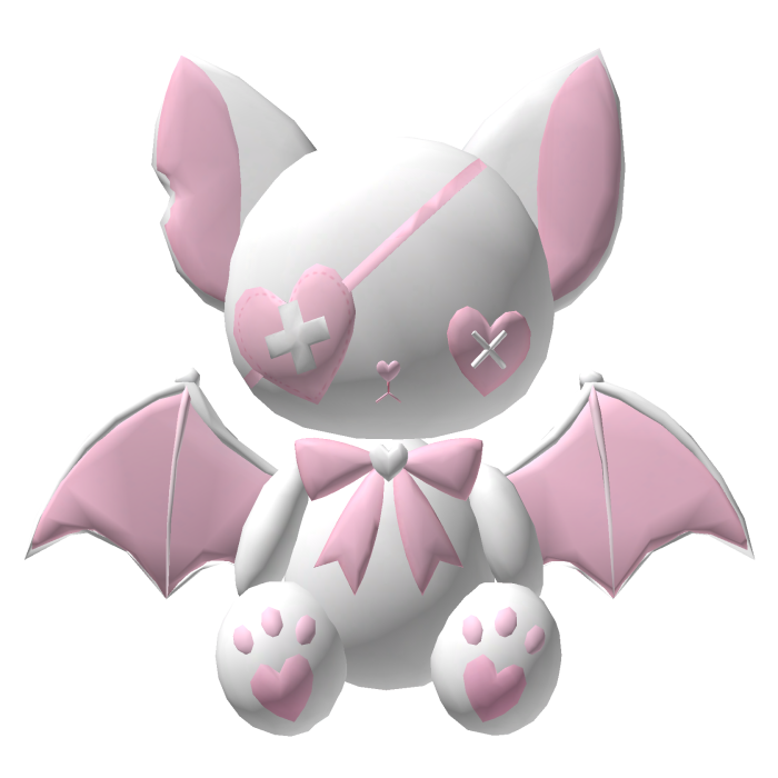 Goth Big Bat Plush - White Pastel Pink