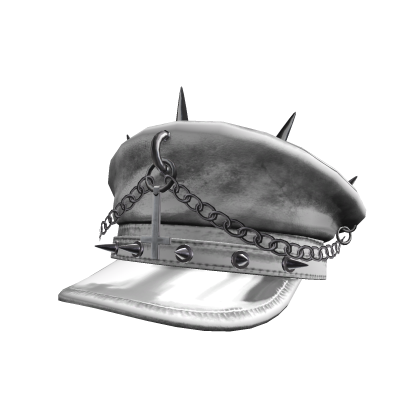 Goth Spiked Cross Chain Captain Hat White Roblox item