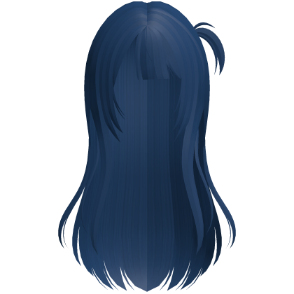 Flowing Long Side Ponytail Dark Blue Hair W Bangs Roblox item
