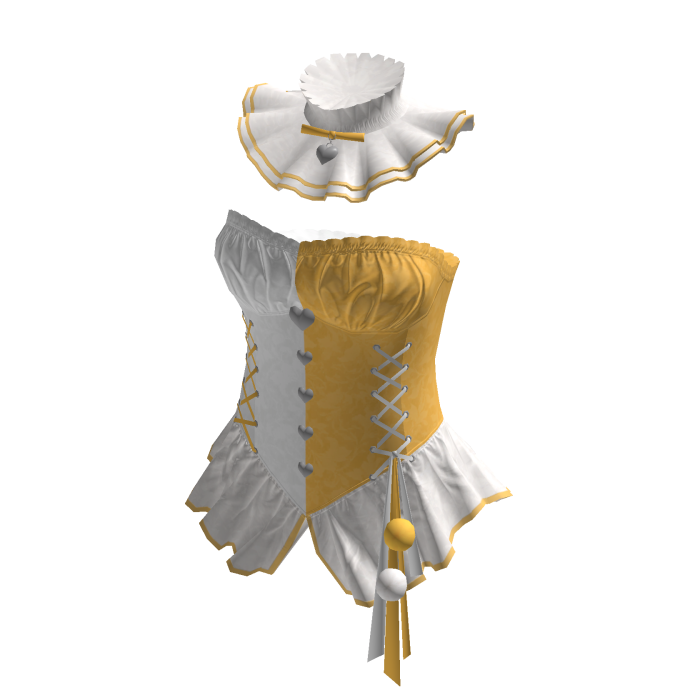 Coquette Heart Lace Up Corset Top (Yellow N White)