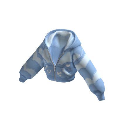 Cropped Light Blue Heart Hoodie