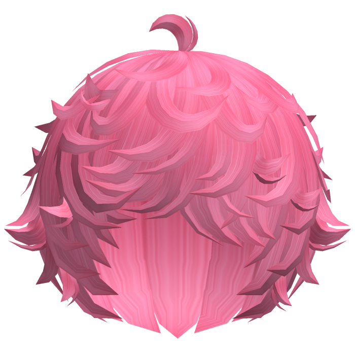 cute neon pink kawaii messy lamb curly wavy hair