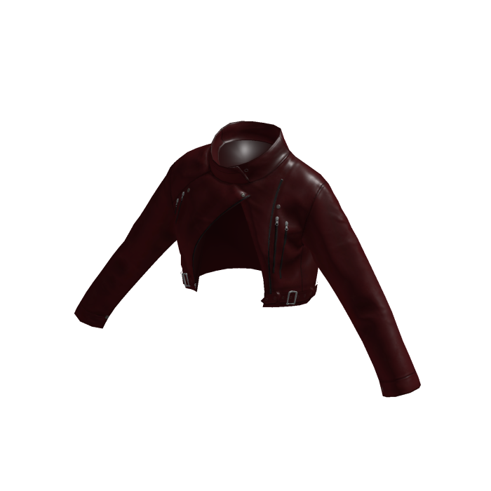 Ladies Red Crop Leather Biker Jacket 