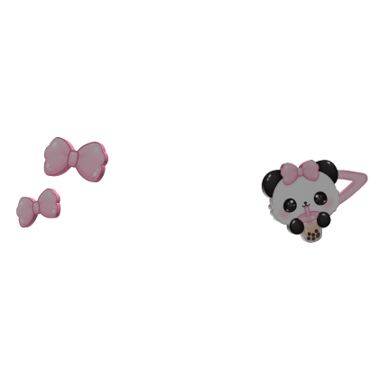 ♡ ┊boba sipping panda bow hairclip (pink) .ᐟ