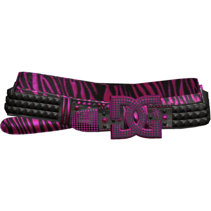Y2K Studded Scene Rhinestone Belt Black Pink Zebra