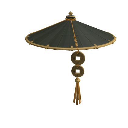 Copper Coin Bamboo Hat - Dark Green & Gold