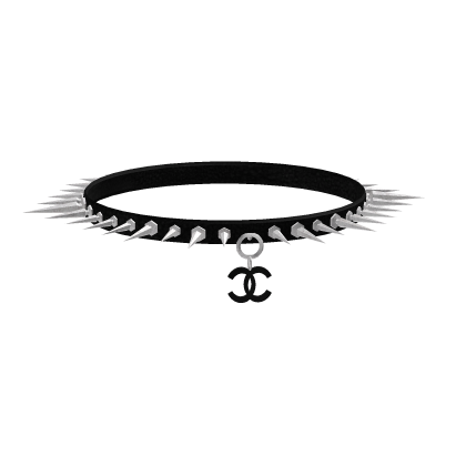 Chanel Black Dog Collar With Spikes