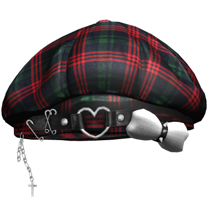 Red Plaid Kawaii Heart Stylish Beret Roblox item